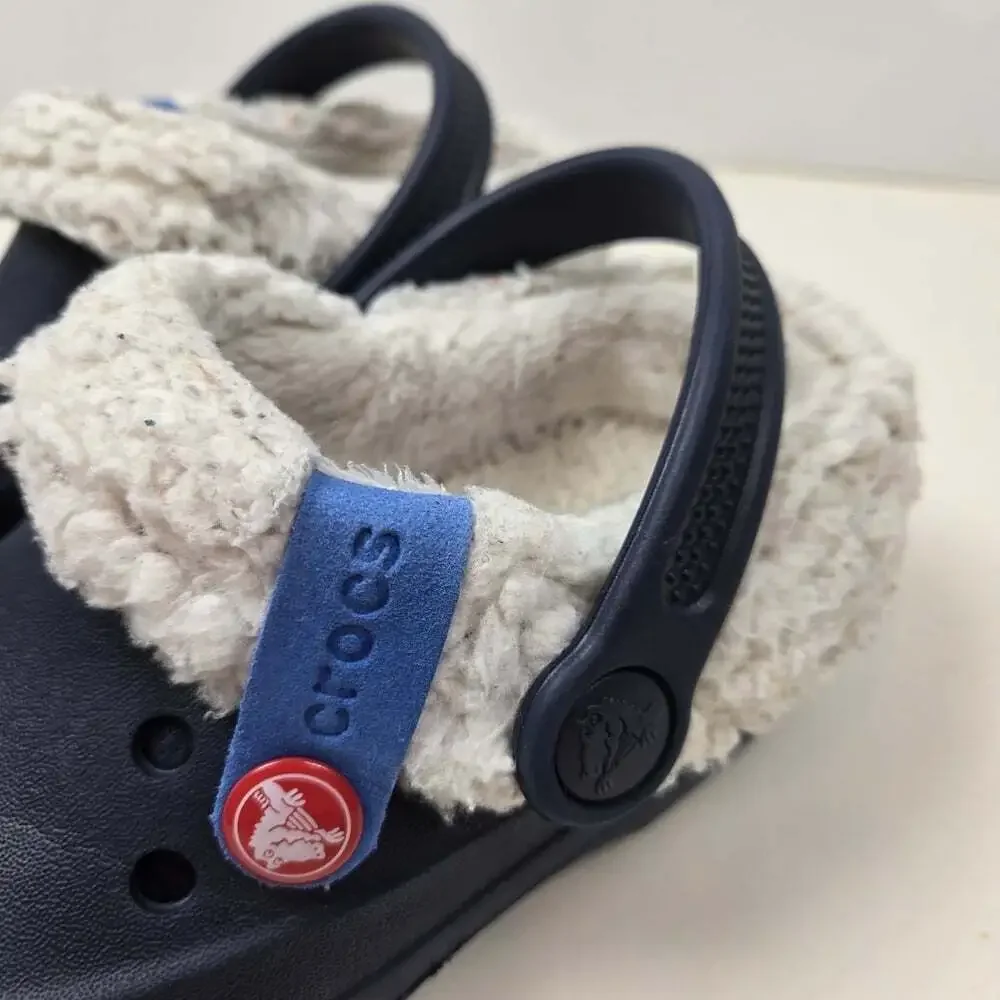 Crocs Fleece Lined Blitzen II Clogs Size C11 Little Kids Navy Blue Water Shoes